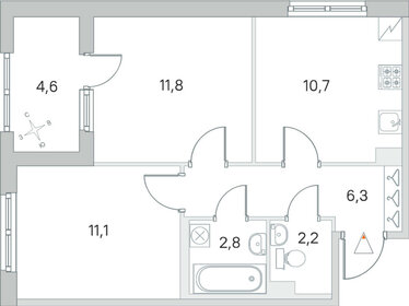 Квартира 45,3 м², 2-комнатная - изображение 1