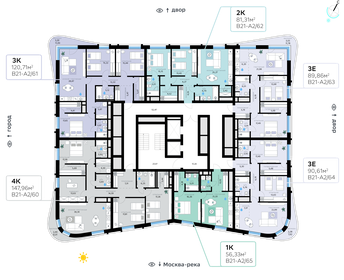 87,2 м², 4-комнатная квартира 39 299 000 ₽ - изображение 129