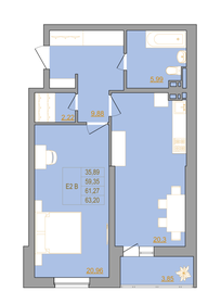 63,8 м², 2-комнатная квартира 8 060 000 ₽ - изображение 45