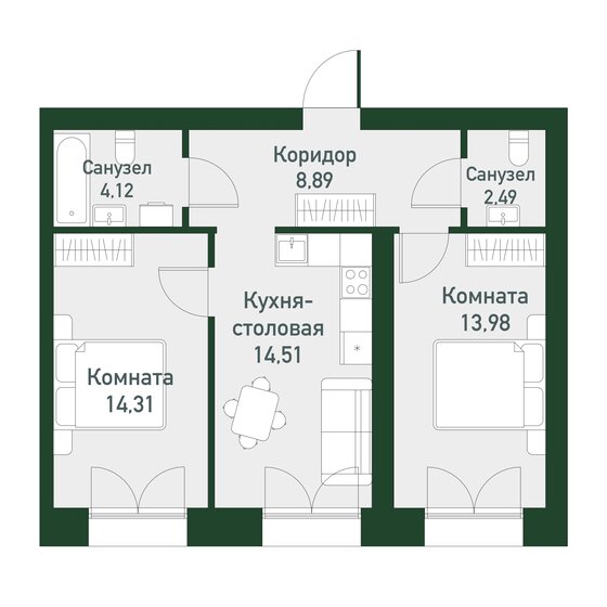 58,3 м², 2-комнатная квартира 9 737 770 ₽ - изображение 52