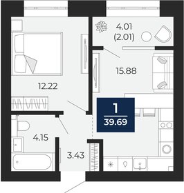 Квартира 39,7 м², 1-комнатная - изображение 1