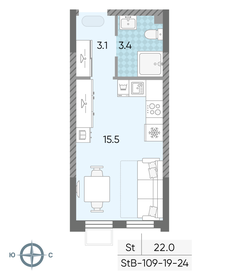 21,6 м², квартира-студия 8 600 000 ₽ - изображение 23