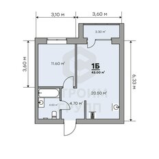 Квартира 42,4 м², 1-комнатная - изображение 2