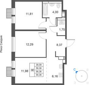 Квартира 56,4 м², 3-комнатная - изображение 1