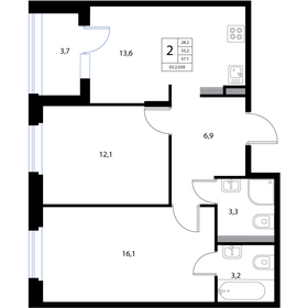 56,7 м², 3-комнатная квартира 6 800 000 ₽ - изображение 37