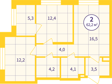 Квартира 59,5 м², 2-комнатная - изображение 2