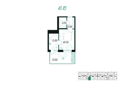 35,5 м², 1-комнатная квартира 3 800 000 ₽ - изображение 77