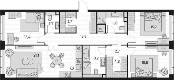 319,2 м², 5-комнатная квартира 178 517 792 ₽ - изображение 118