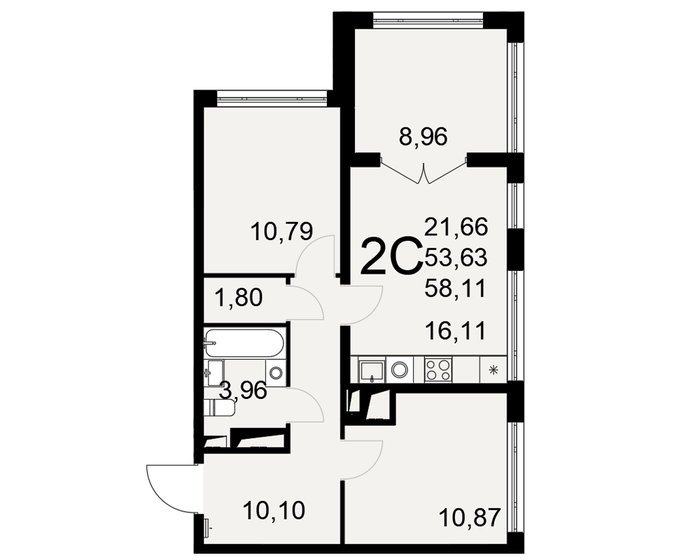 59 м², 2-комнатная квартира 6 730 560 ₽ - изображение 14