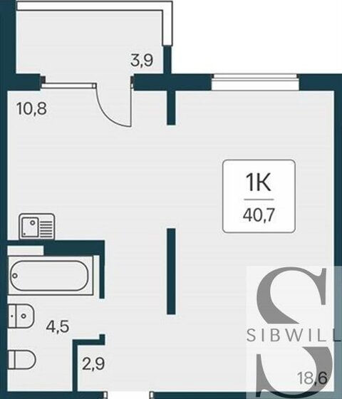 40,7 м², 1-комнатная квартира 4 500 000 ₽ - изображение 1