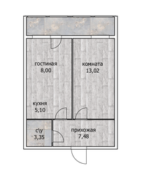 Квартира 39,8 м², 1-комнатная - изображение 1