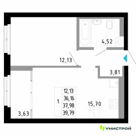 39,8 м², 1-комнатная квартира 6 300 000 ₽ - изображение 48