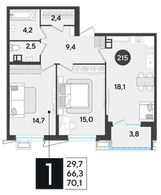 70,1 м², 2-комнатная квартира 8 699 410 ₽ - изображение 5