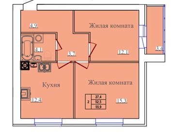 65 м², 3-комнатная квартира 4 650 000 ₽ - изображение 89