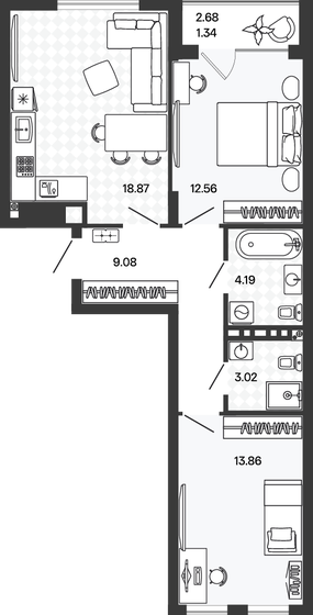 57,2 м², 2-комнатная квартира 7 640 000 ₽ - изображение 30