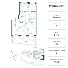 Квартира 147,6 м², 3-комнатная - изображение 1