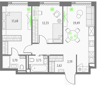 63,4 м², 2-комнатная квартира 27 797 212 ₽ - изображение 6