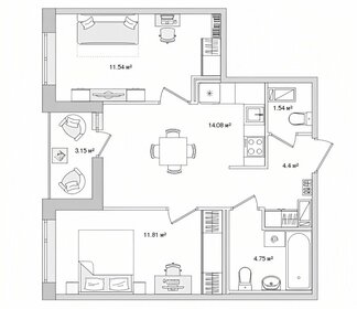 Квартира 51,3 м², 2-комнатная - изображение 1