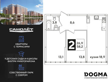 57,7 м², 2-комнатная квартира 9 878 240 ₽ - изображение 4