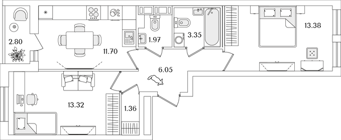 51,1 м², 2-комнатная квартира 10 300 000 ₽ - изображение 145