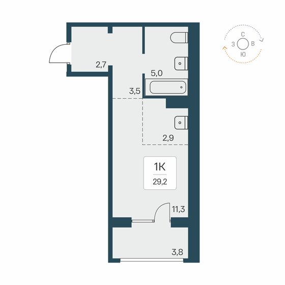 29,2 м², 1-комнатная квартира 4 250 000 ₽ - изображение 1