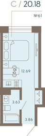 Квартира 20,2 м², студия - изображение 1