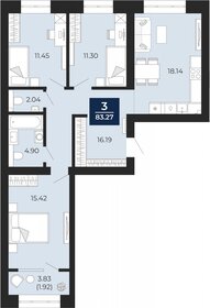 Квартира 83,3 м², 3-комнатная - изображение 1