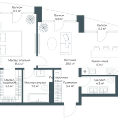 Квартира 68,4 м², 1-комнатная - изображение 2
