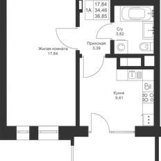 Квартира 36,9 м², 1-комнатная - изображение 3