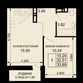 Квартира 34,2 м², 1-комнатная - изображение 1