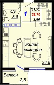 30,1 м², квартира-студия 7 350 000 ₽ - изображение 61