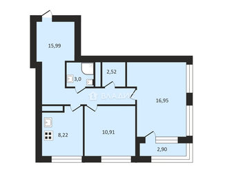 Квартира 59,3 м², 2-комнатная - изображение 1