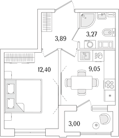 Квартира 30,1 м², 1-комнатная - изображение 1