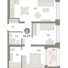 Квартира 62,6 м², 2-комнатная - изображение 5