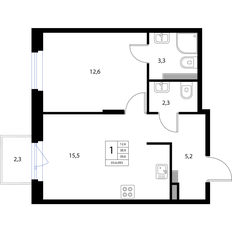 Квартира 39,6 м², 2-комнатная - изображение 2