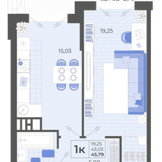 Квартира 45,8 м², 1-комнатная - изображение 4