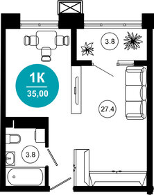 35,1 м², 1-комнатные апартаменты 32 292 000 ₽ - изображение 10