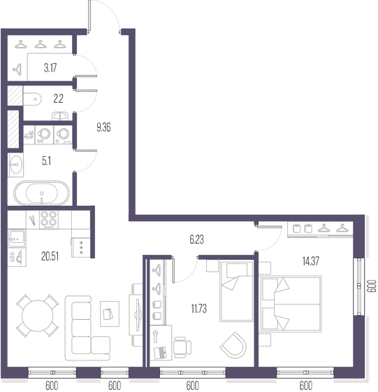 72,7 м², 2-комнатная квартира 24 834 040 ₽ - изображение 15