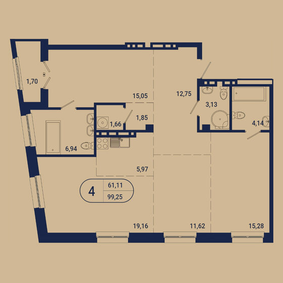 99,3 м², 4-комнатная квартира 32 486 876 ₽ - изображение 1