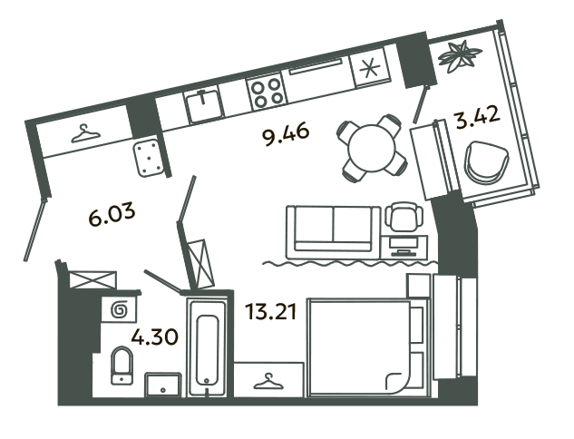 28 м², квартира-студия 5 731 965 ₽ - изображение 20