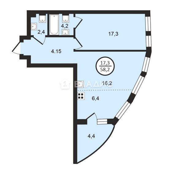 58,2 м², 2-комнатная квартира 29 500 000 ₽ - изображение 1