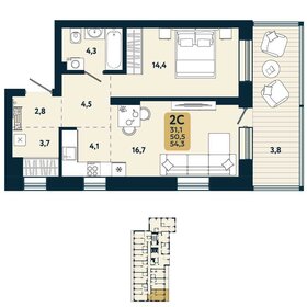 56 м², 2-комнатная квартира 6 900 000 ₽ - изображение 45