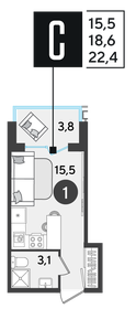 25 м², квартира-студия 4 100 000 ₽ - изображение 72