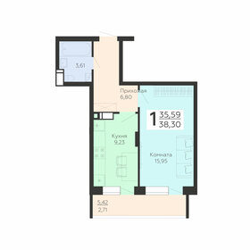 Квартира 38,3 м², 1-комнатная - изображение 1