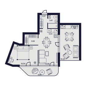 Квартира 75,4 м², 2-комнатные - изображение 1