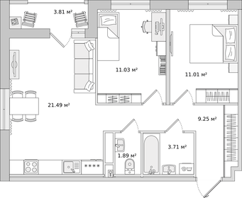 60,7 м², 2-комнатная квартира 8 350 000 ₽ - изображение 48