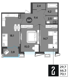 70 м², 2-комнатная квартира 11 650 000 ₽ - изображение 98