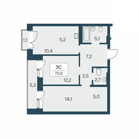 70,6 м², 3-комнатная квартира 12 100 000 ₽ - изображение 14