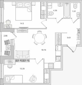 Квартира 61,8 м², 2-комнатная - изображение 1