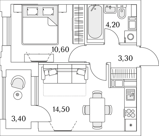 54 м², 1-комнатная квартира 14 760 000 ₽ - изображение 106